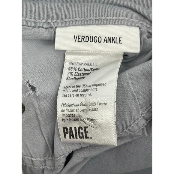 Paige Verdugo Ankle Light Gray Jeans‎ Size 30 (Fits like 32) - Picture 5 of 8